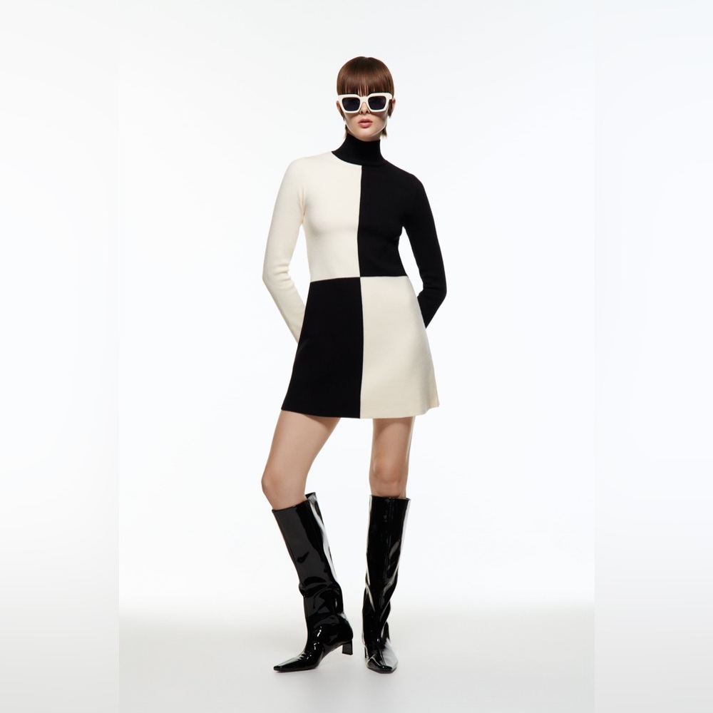 Zara | Black and White Color Block Dress